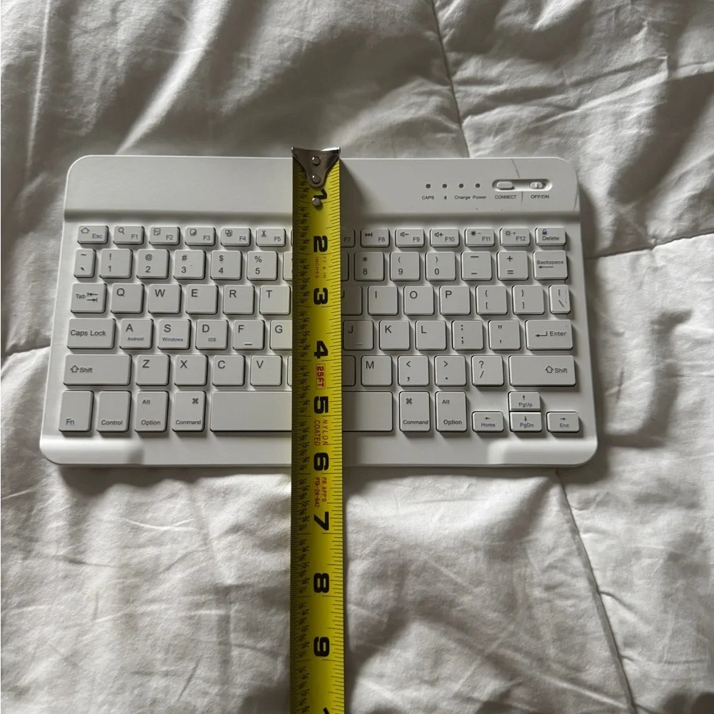 Ultra-Slim White Bluetooth Keyboard Rechargeable Portable Wireless